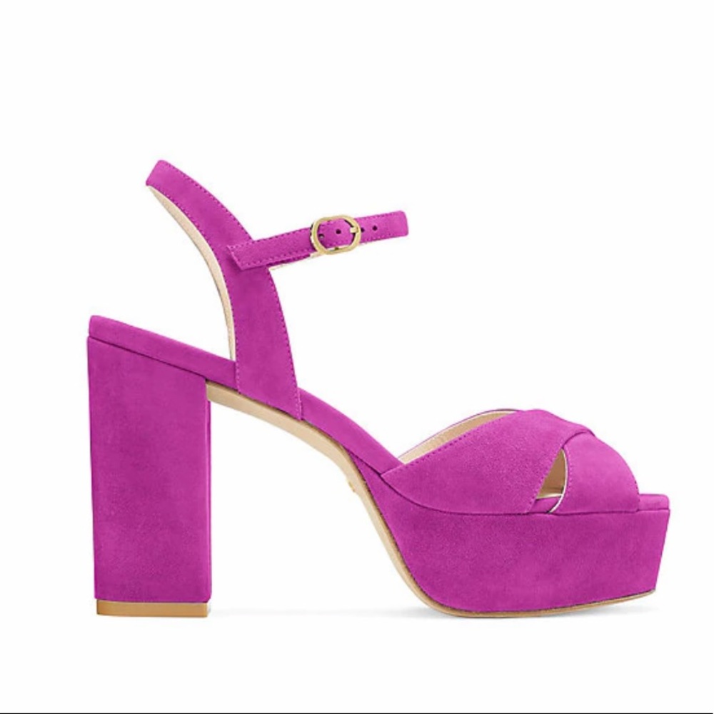 Stuart Weitzman Ivona Heel Raspberry Suede 9.5 - image 1